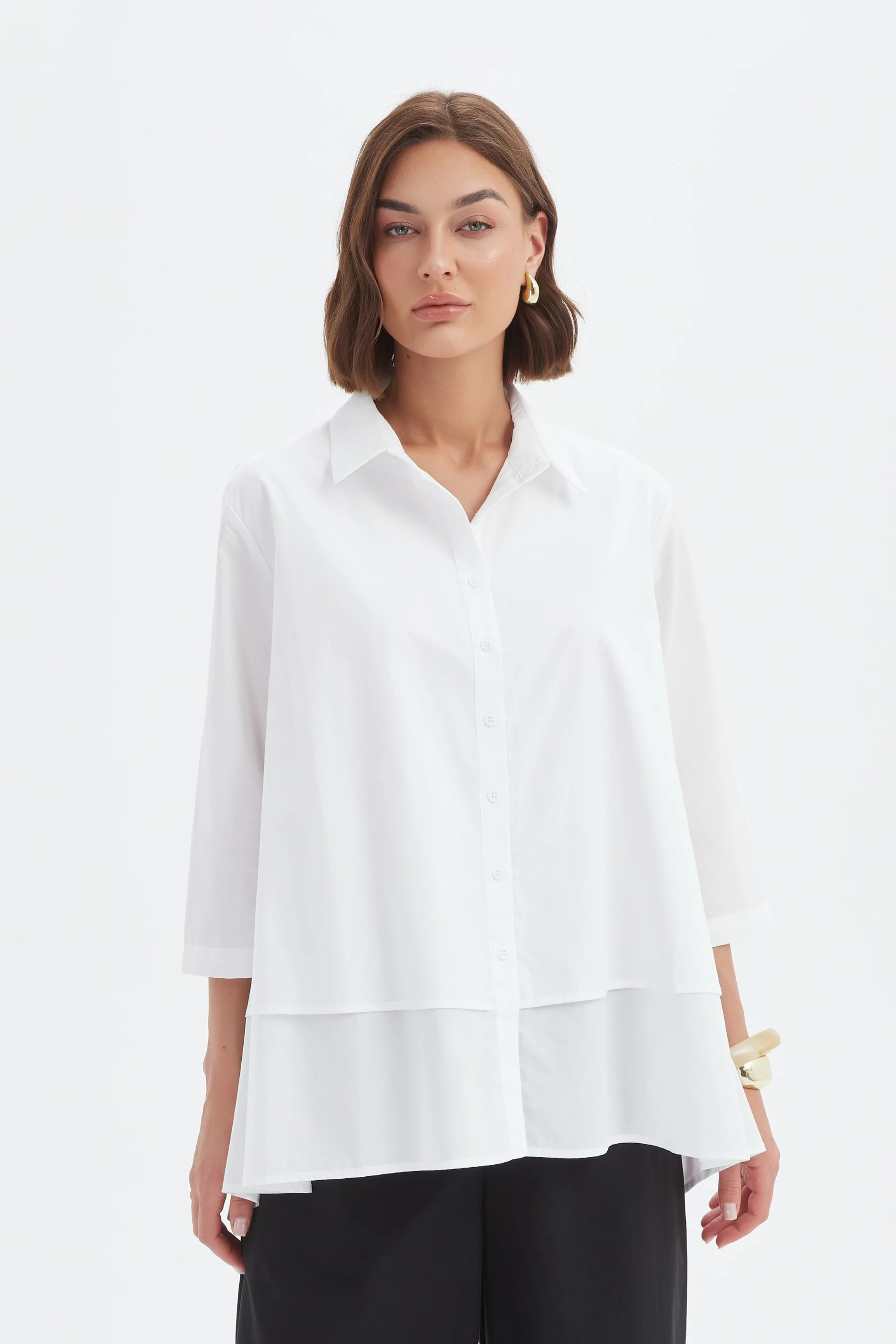 Tiered Front Shirt - White