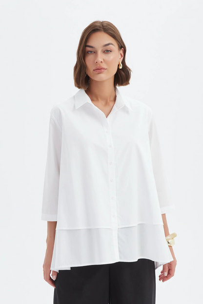 Tiered Front Shirt - White
