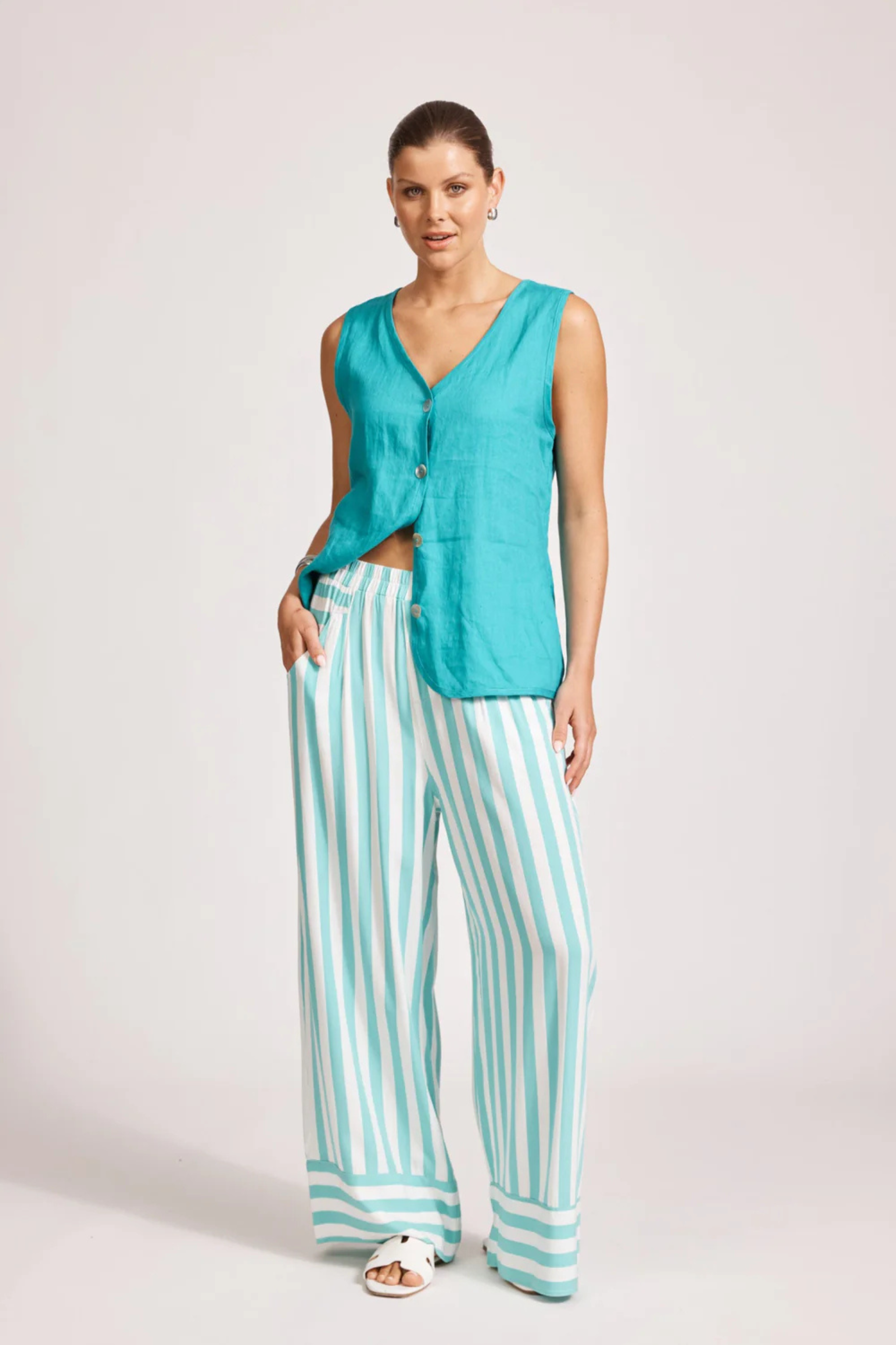 Treville Stripe Pant - Aqua