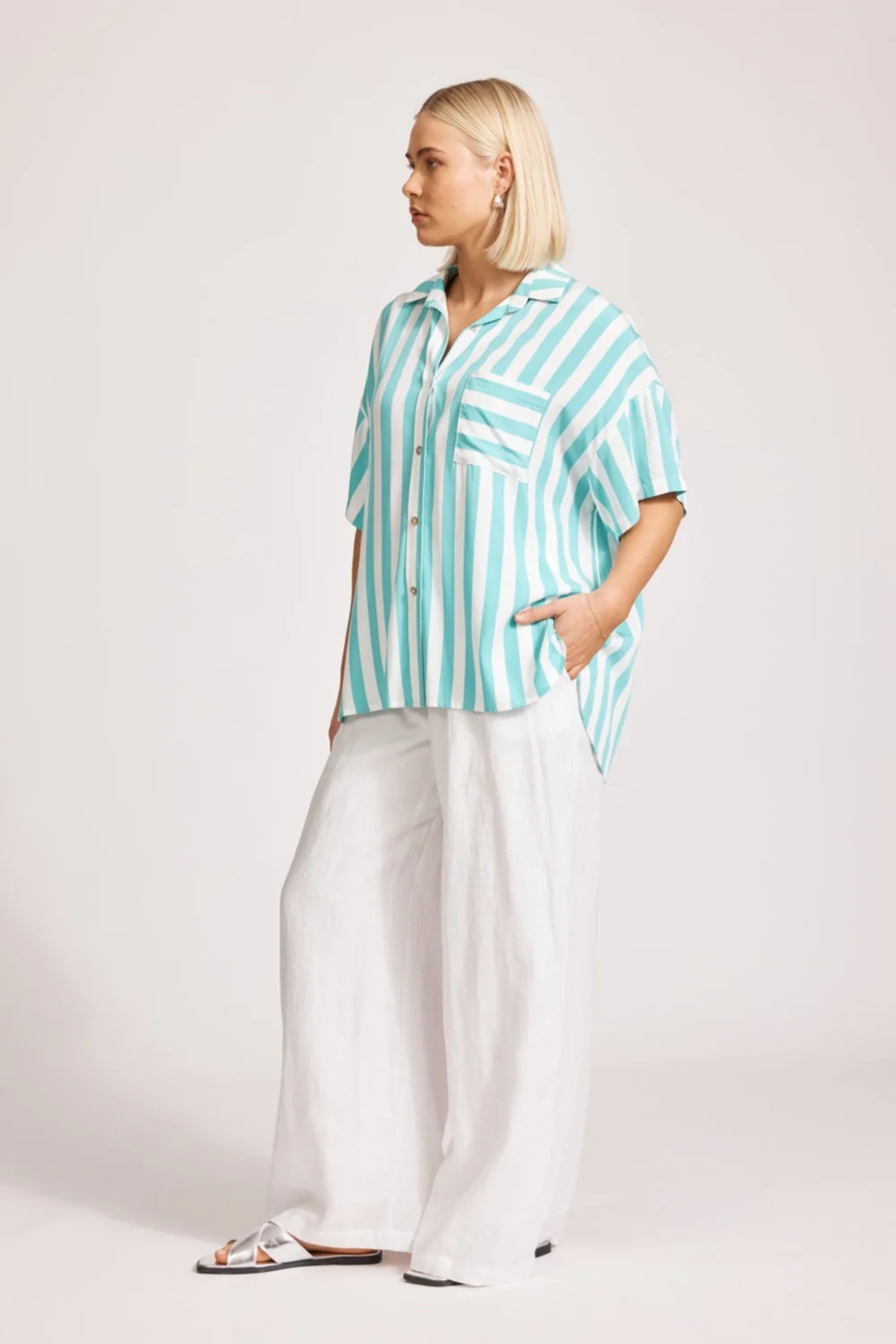 Treville Stripe Shirt - Aqua