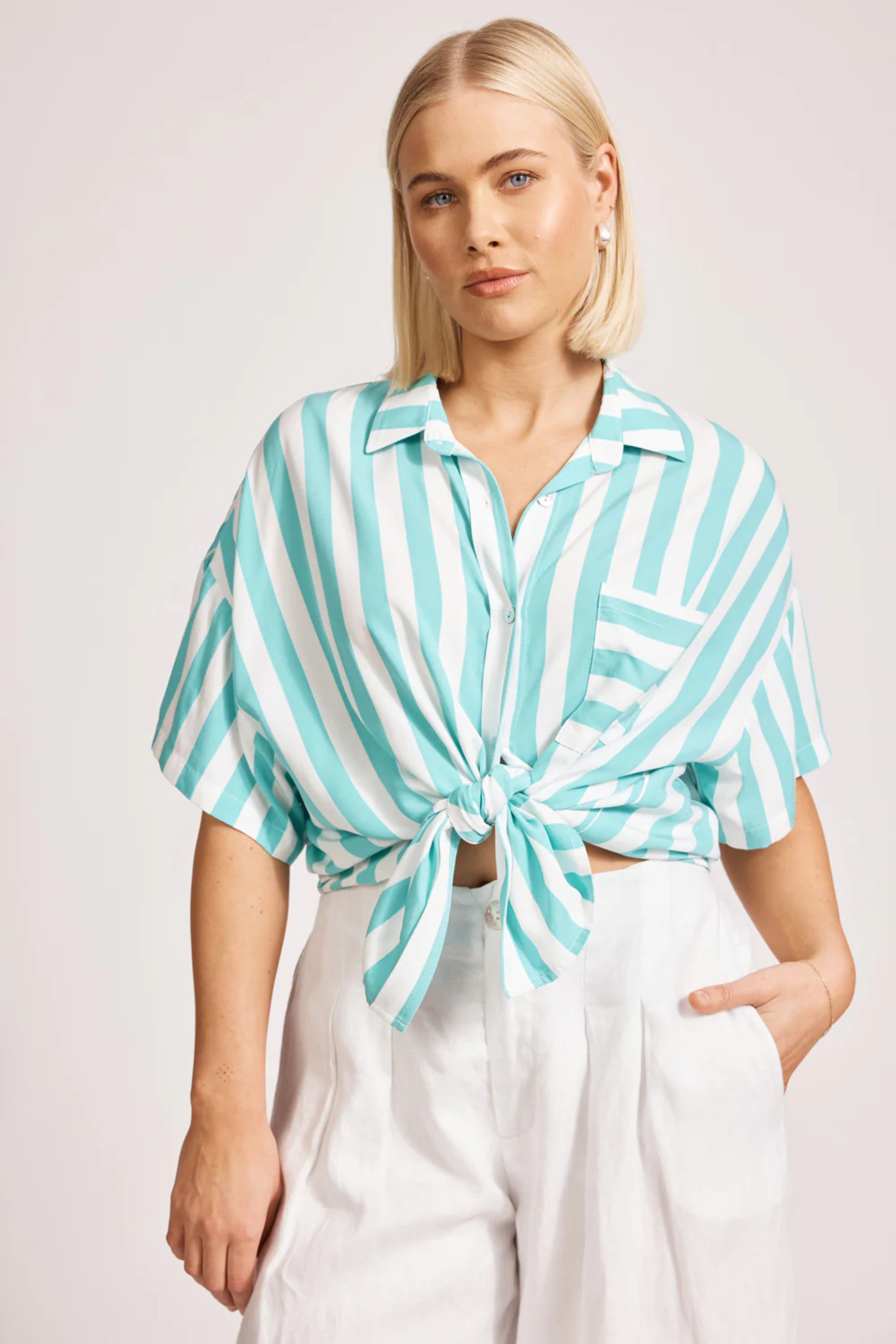 Treville Stripe Shirt - Aqua