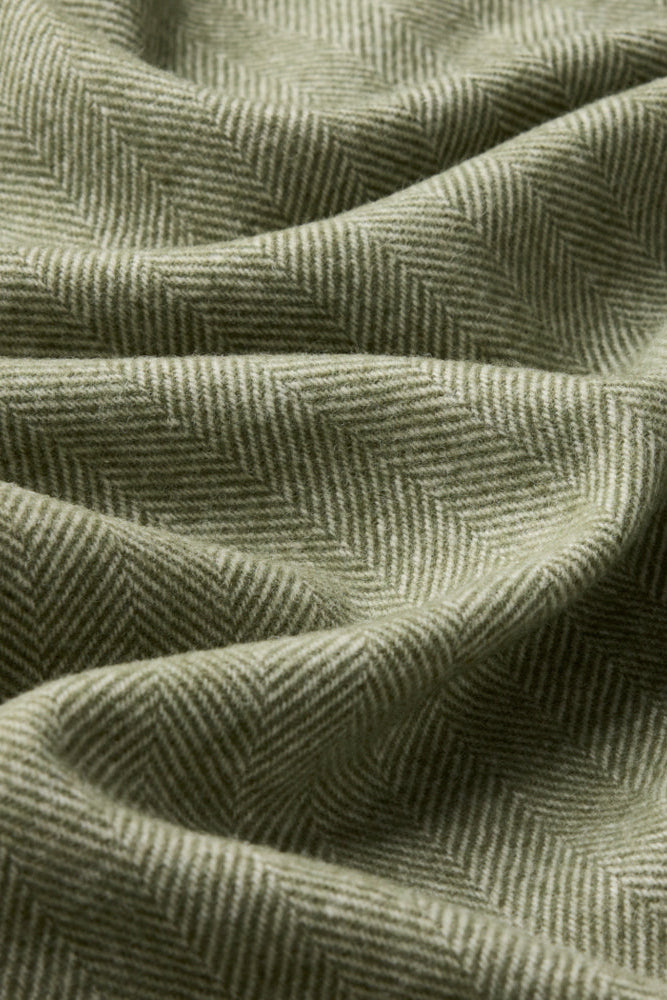 Wool Herringbone Throw - Olive