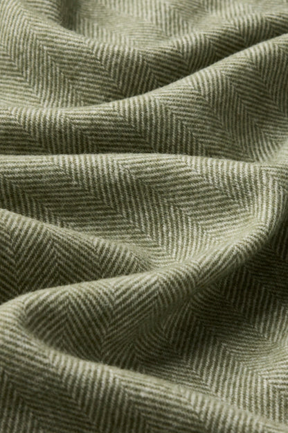 Wool Herringbone Throw - Olive