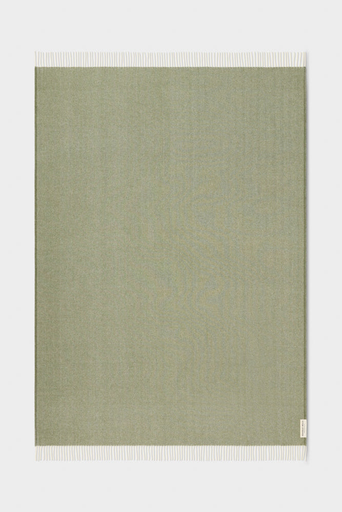 Wool Herringbone Throw - Olive