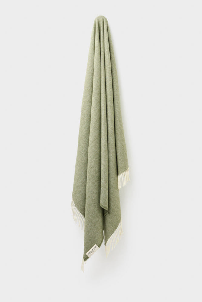 Wool Herringbone Throw - Olive