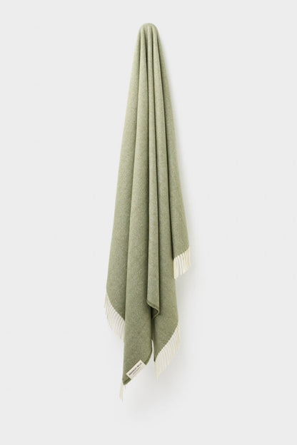 Wool Herringbone Throw - Olive