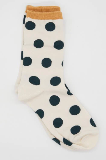 White + Black Spot Socks