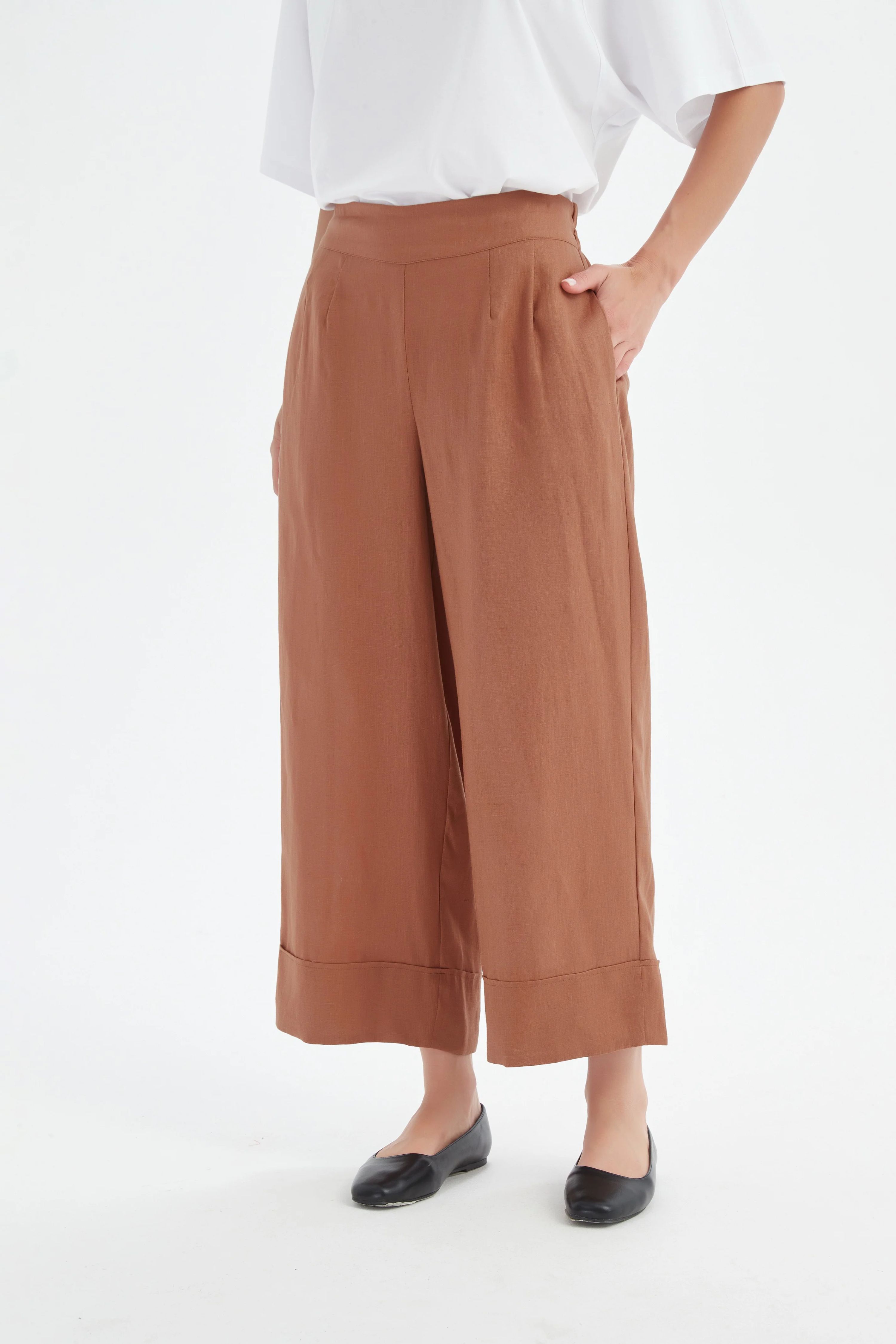 Wide Leg Linen Pant - Cedar