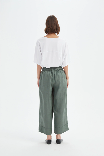 Wide Leg Linen Pant - Petrol