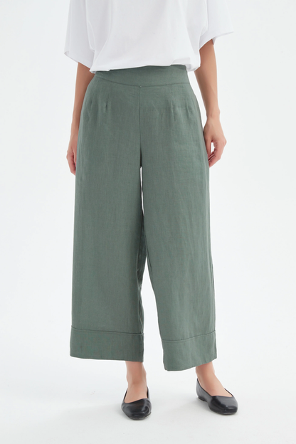 Wide Leg Linen Pant - Petrol
