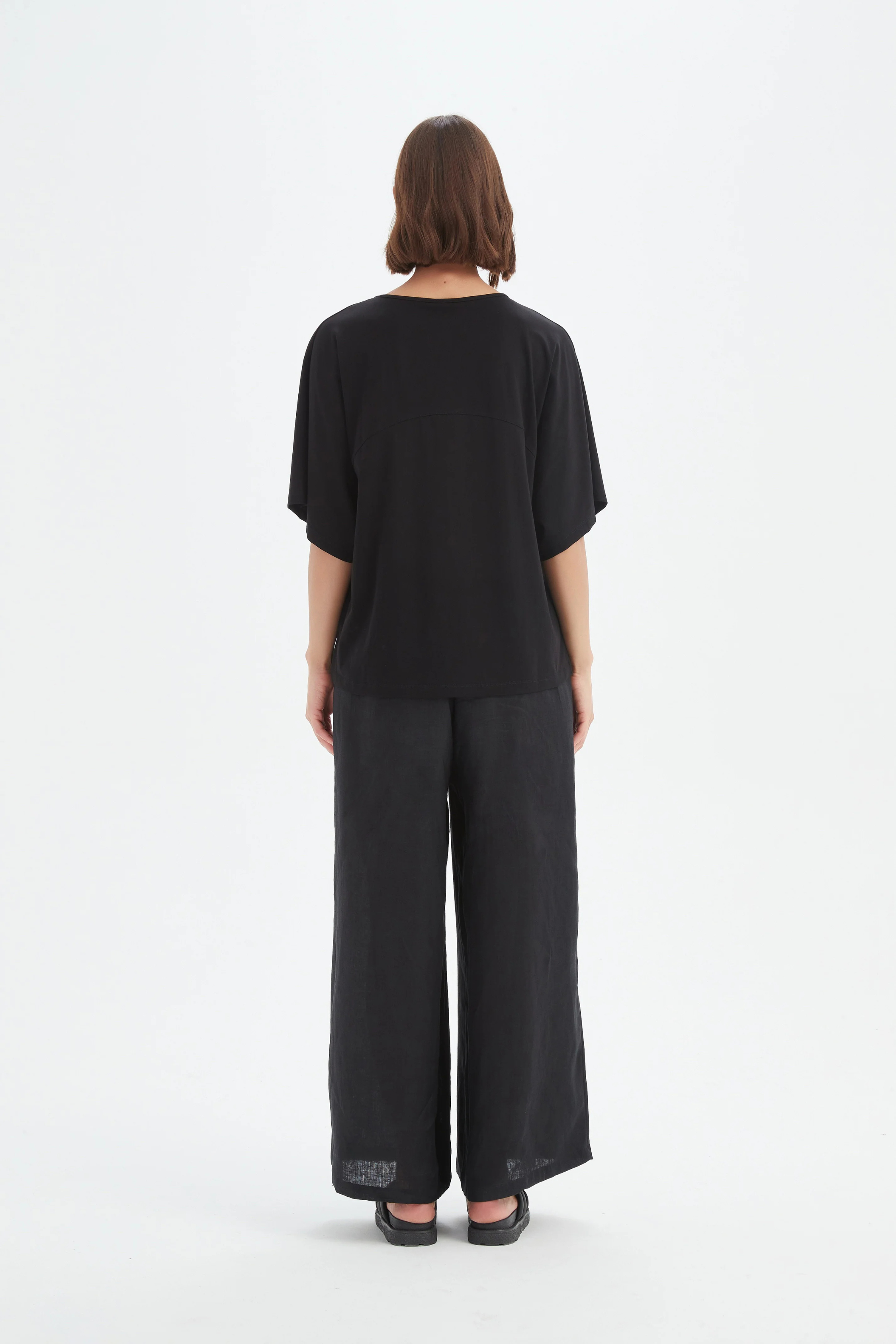 Wide Sleeve Yoke Tee - Black
