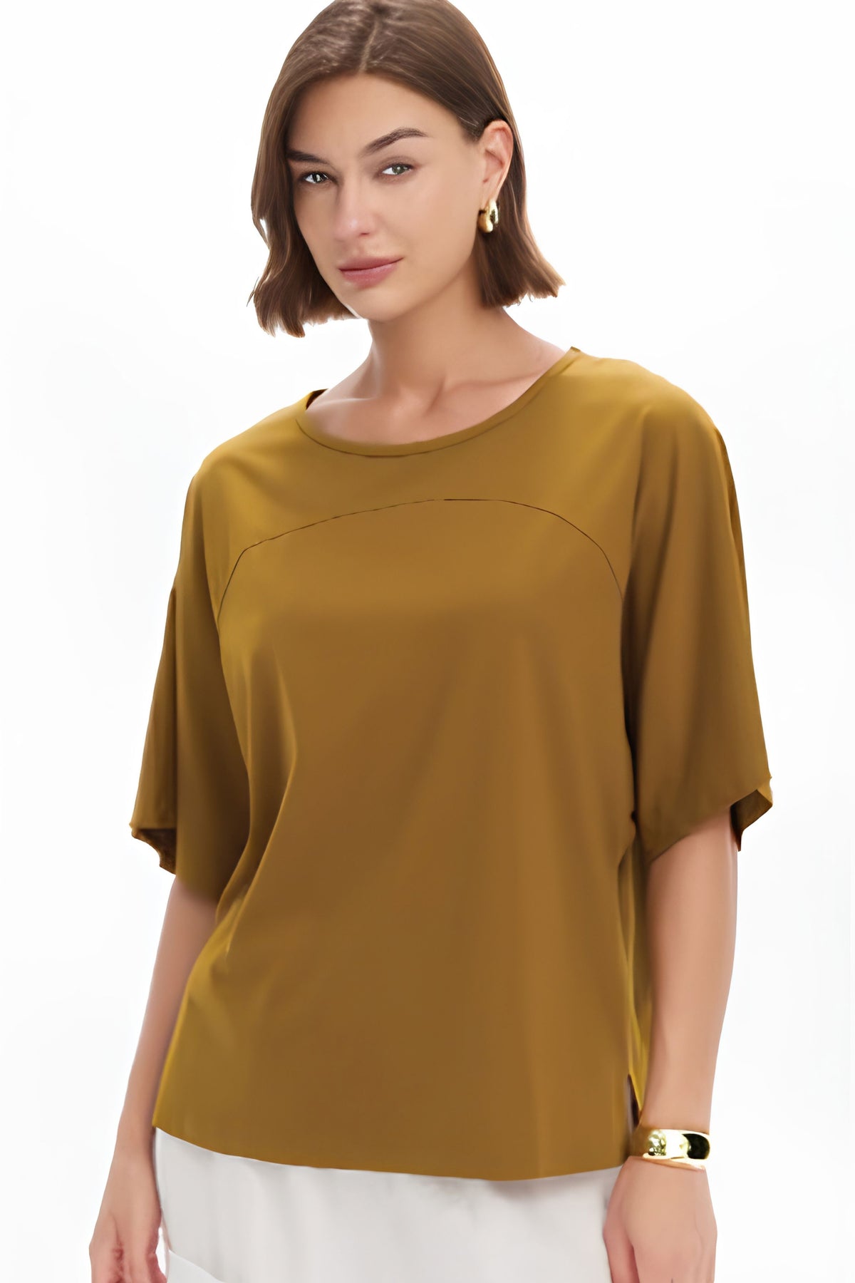 Wide Sleeve Yoke Tee - Deep Gold