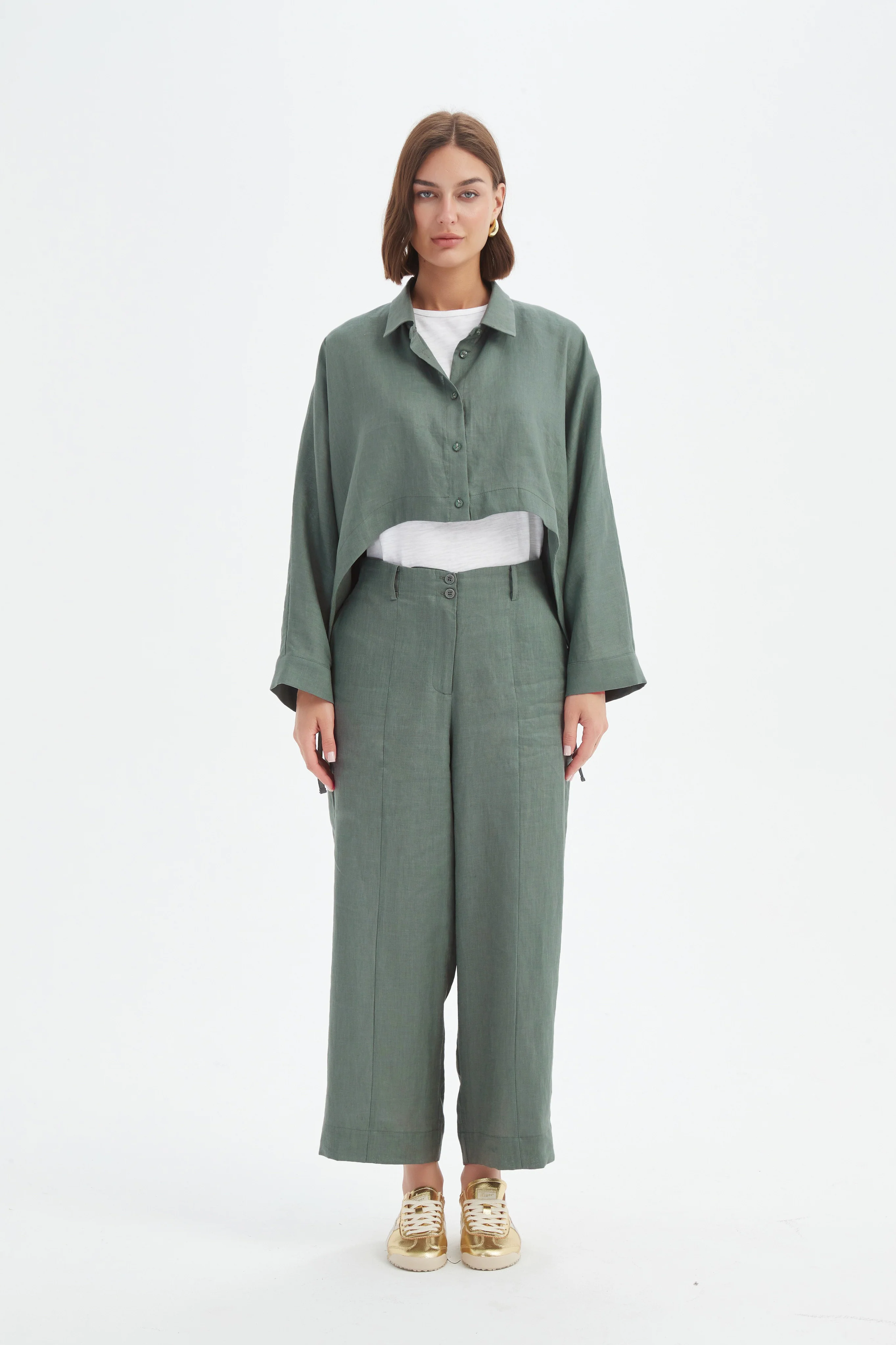 Wide Crop Overshirt - Petrol