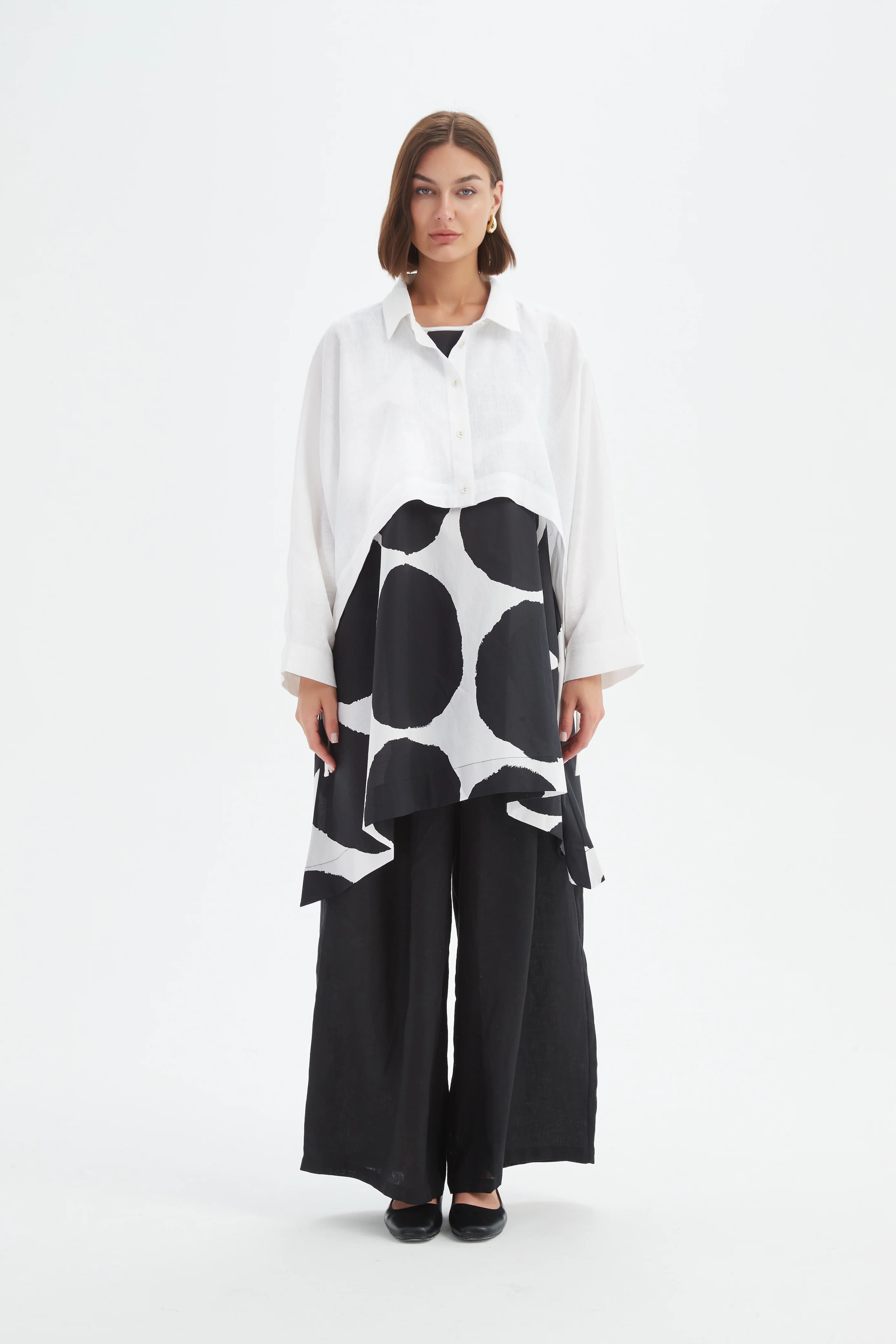 Wide Crop Overshirt - White