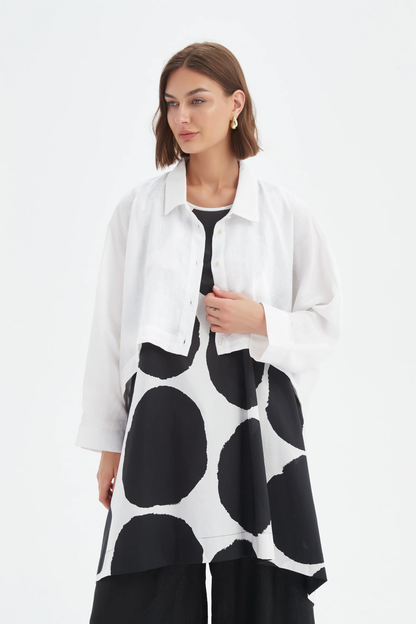 Wide Crop Overshirt - White