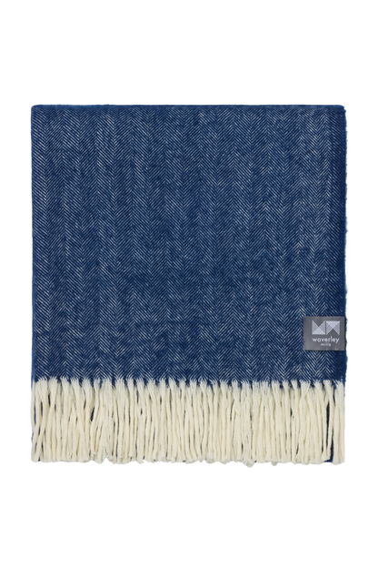 Wool Herringbone Throw - Eclipse