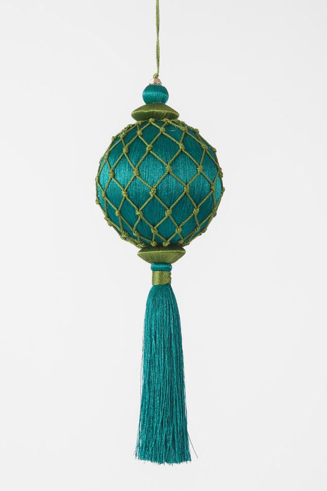 Silk Lattice Tassel Decoration Emerald Green