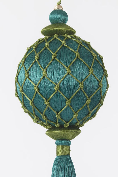 Silk Lattice Tassel Decoration Emerald Green