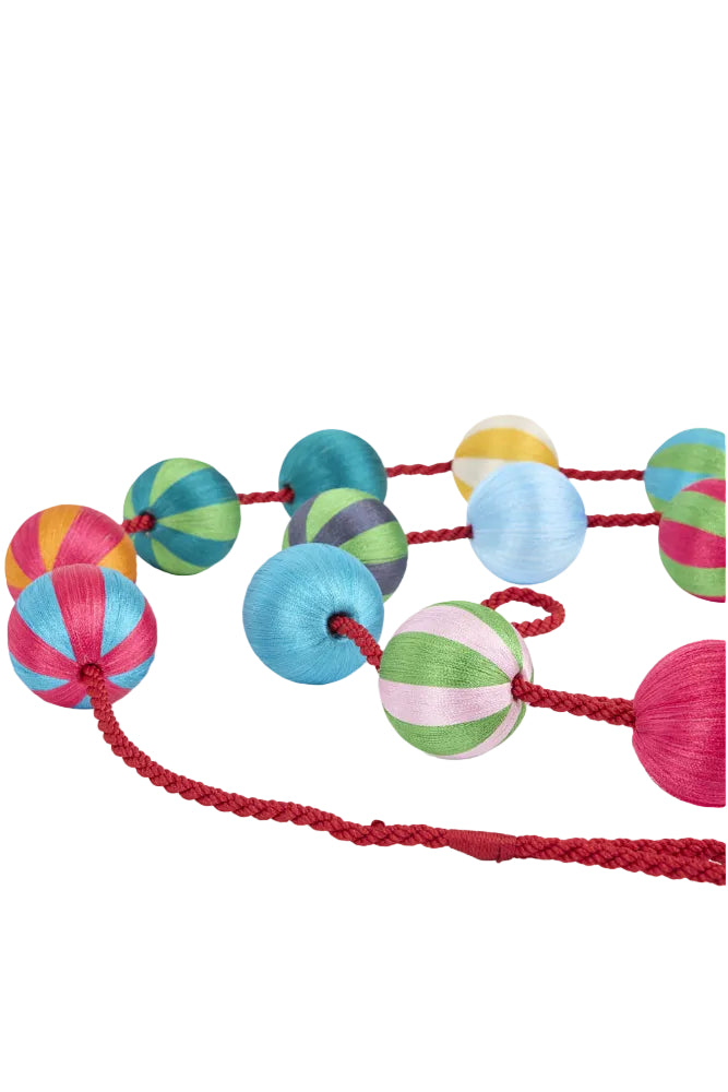 Rainbow Silk Bauble Garland Multicolour