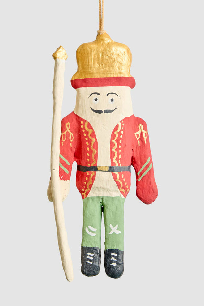 Mache Hanging Nutcracker Red