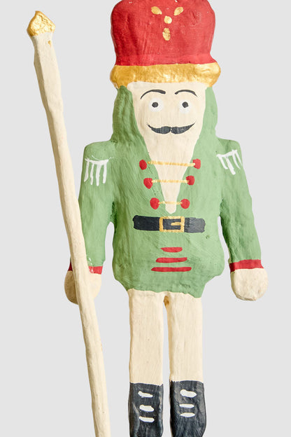 Mache Hanging Nutcracker Green