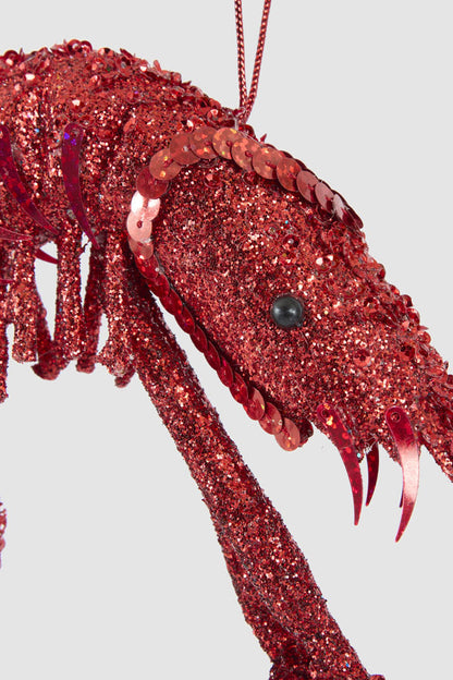 Lester Glitter Prawn Ornament Red
