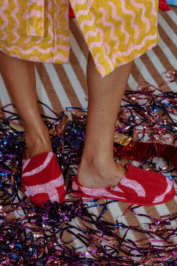 Mosey & Me Terry Slippers - Ribbon