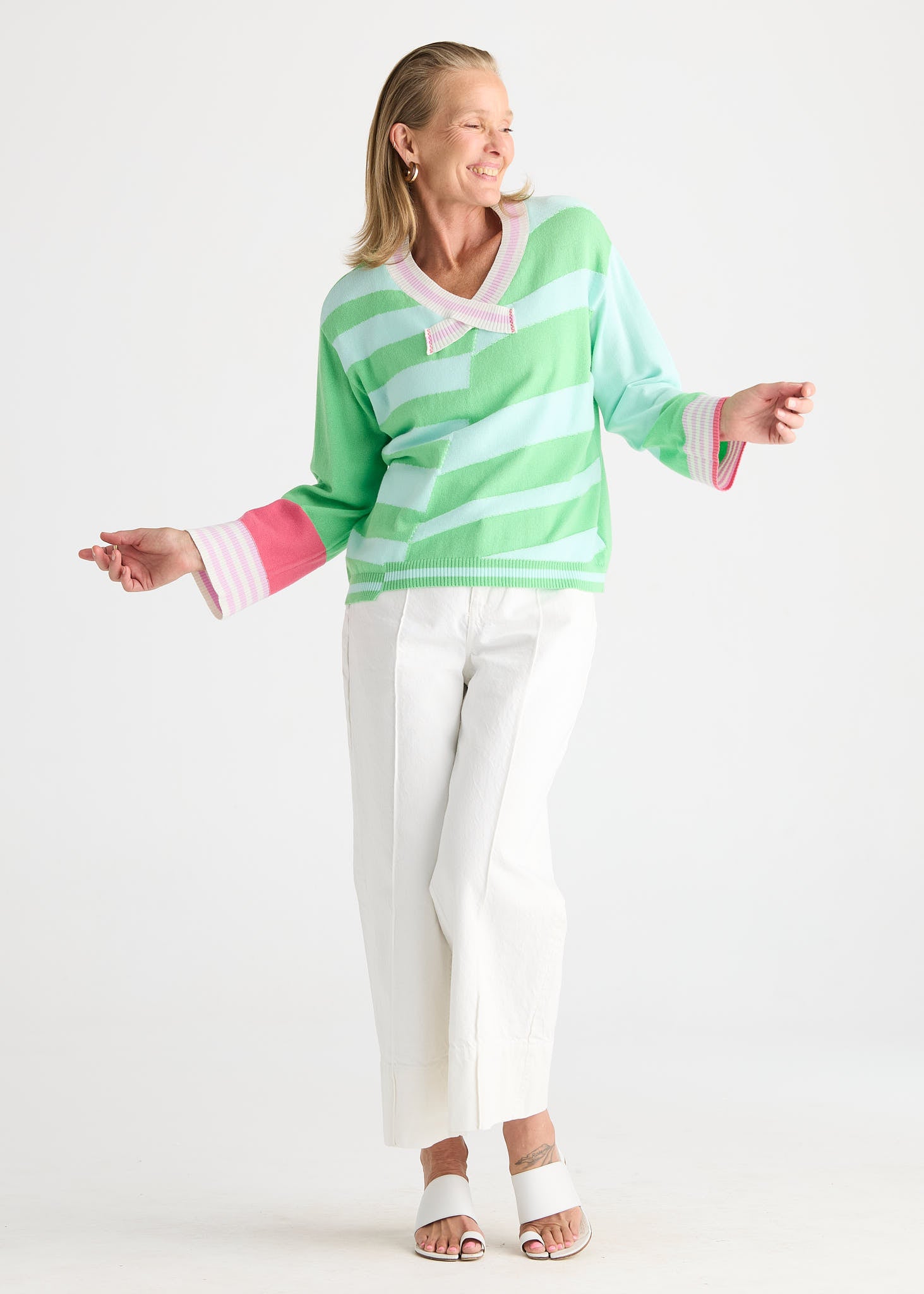 Crazy Stripe Vee - Jelly Mint