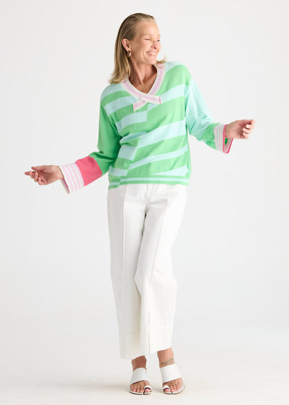 Crazy Stripe Vee - Jelly Mint