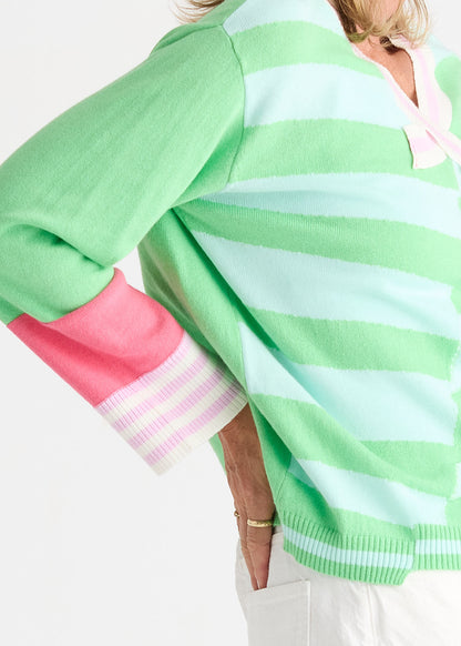Crazy Stripe Vee - Jelly Mint
