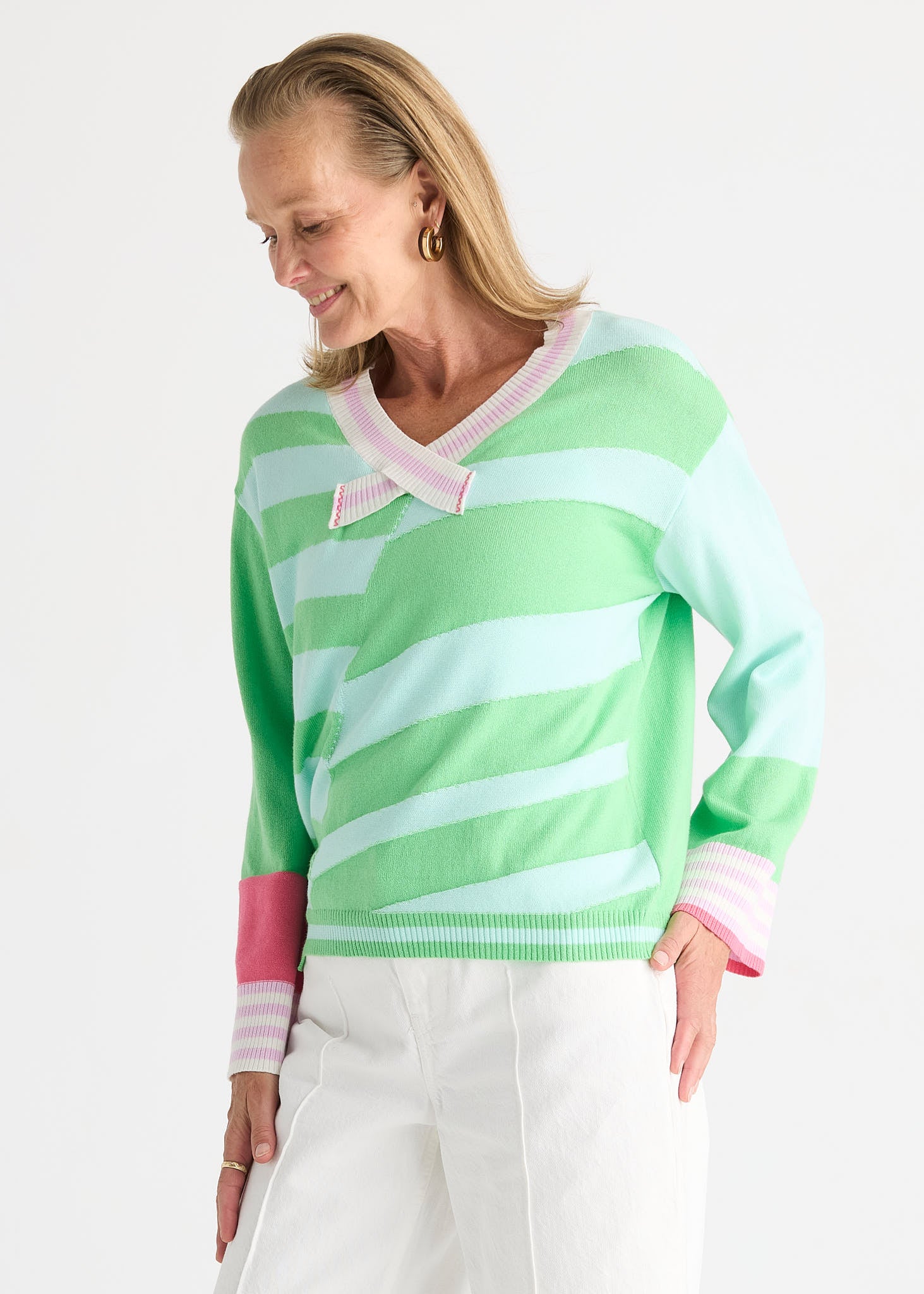 Crazy Stripe Vee - Jelly Mint