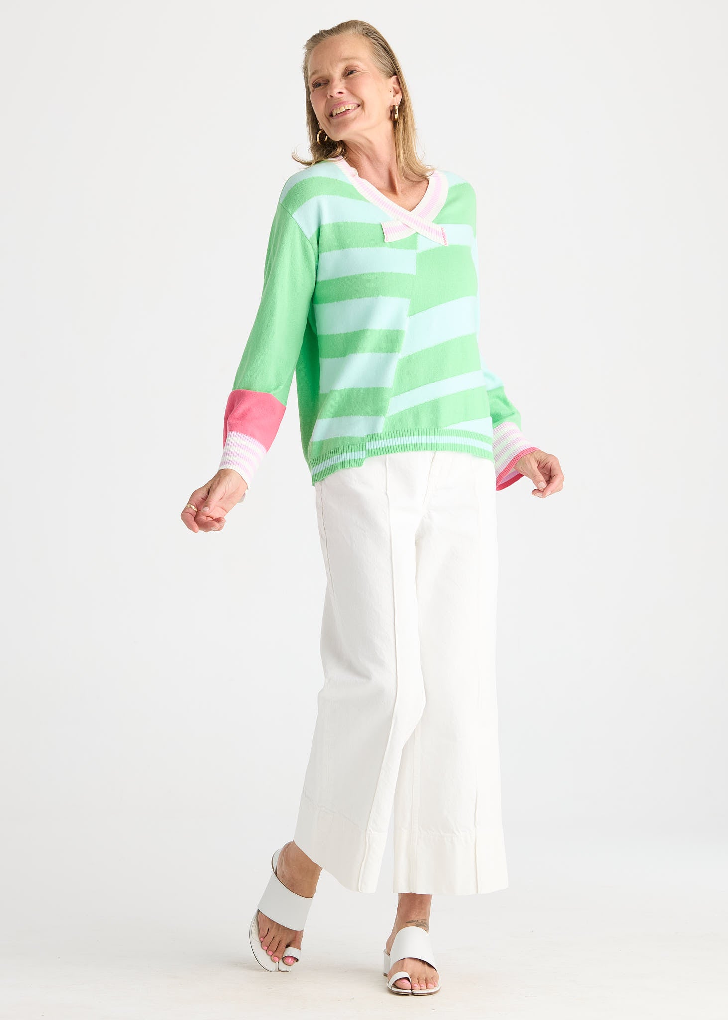 Crazy Stripe Vee - Jelly Mint