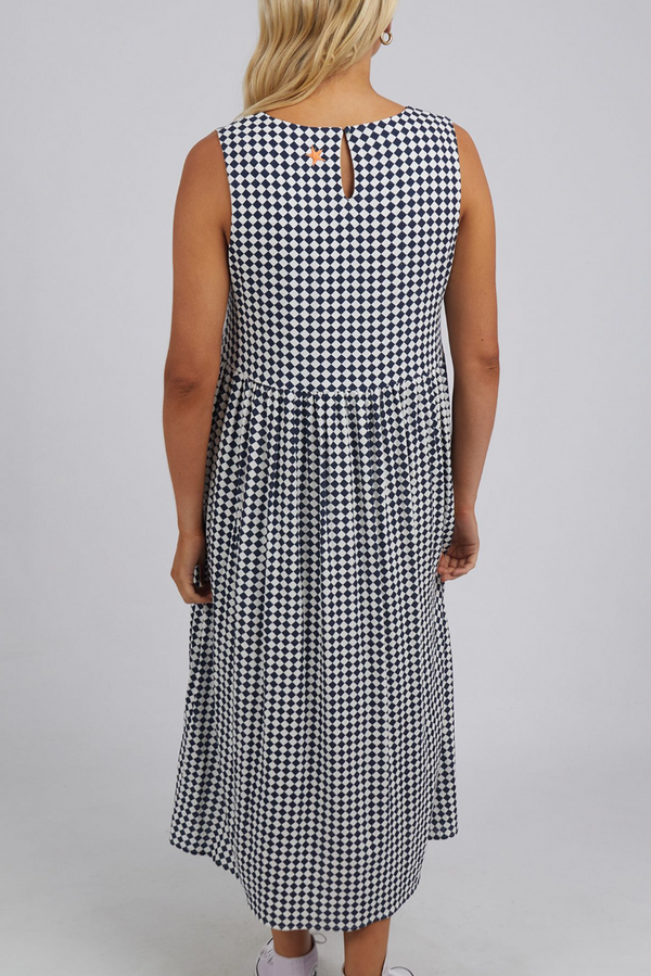Zest Dress - Navy Checkerboard