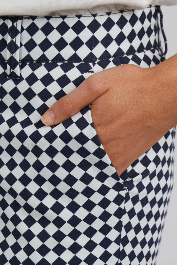 Zest Pant - Navy Checkerboard