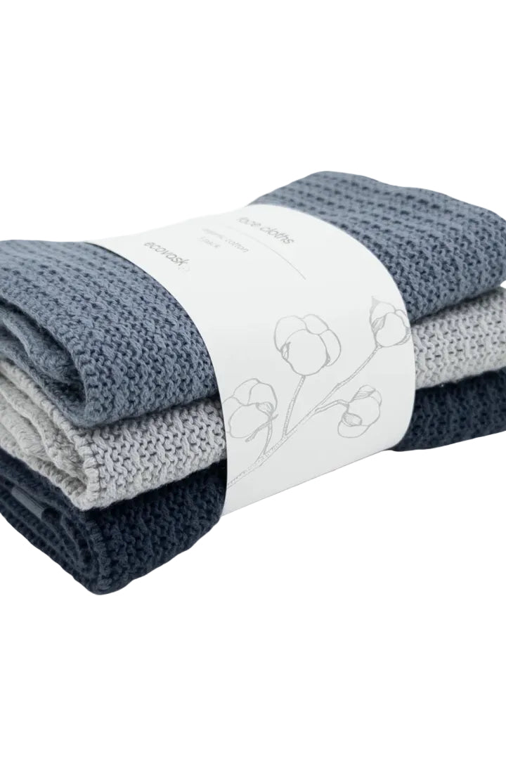 Organic Cotton Face Cloth 3pk - Storm