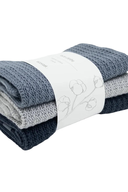 Organic Cotton Face Cloth 3pk - Storm