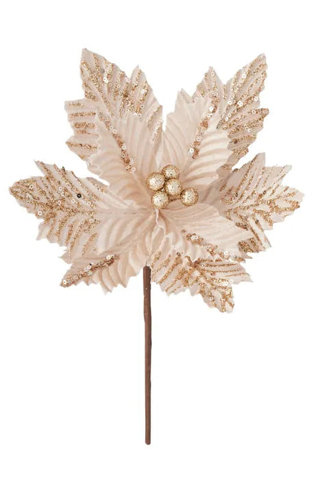 Aurora Poinsettia Stem Fab 25x20cm Champ