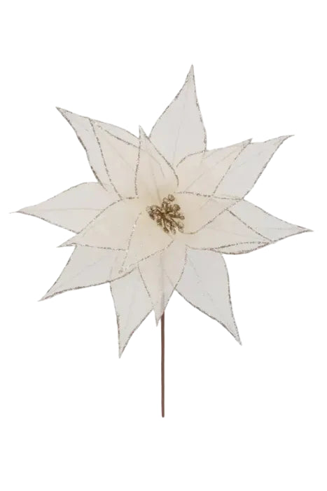 Sparkle Poinsettia Stem Fabic 30cm Gold
