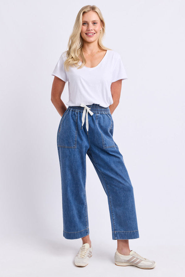 Elm Greta Slim Leg Denim Pant Mid Blue