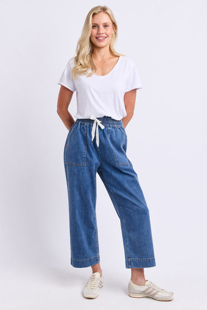 Elm Greta Slim Leg Denim Pant Mid Blue