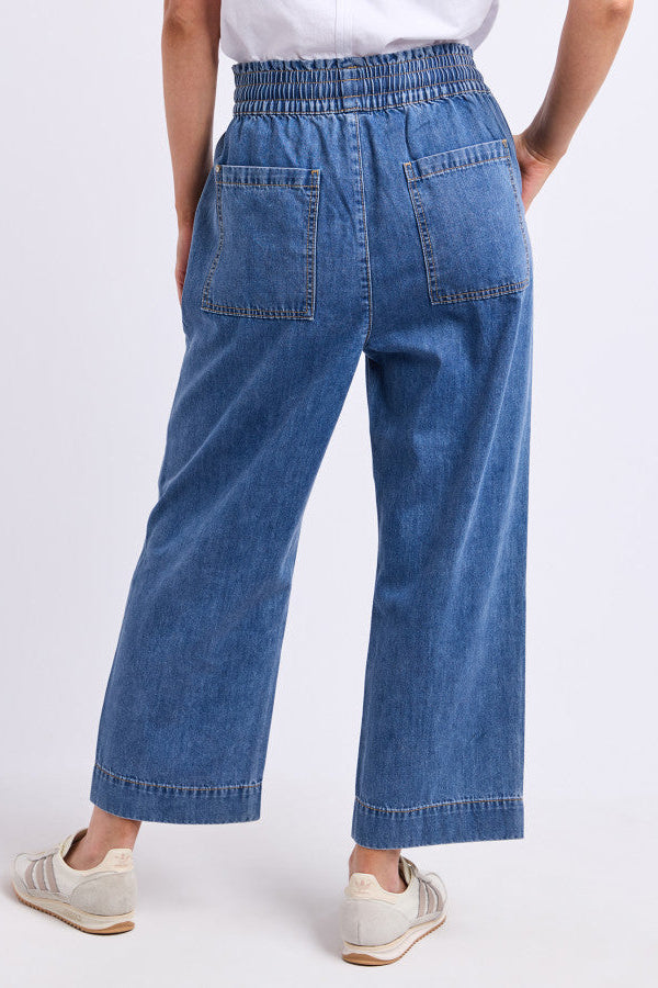 Elm Greta Slim Leg Denim Pant Mid Blue