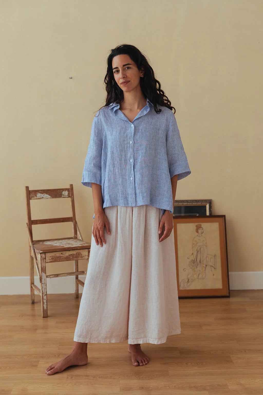Dion S/S Shirt - Fine Blue Stripe