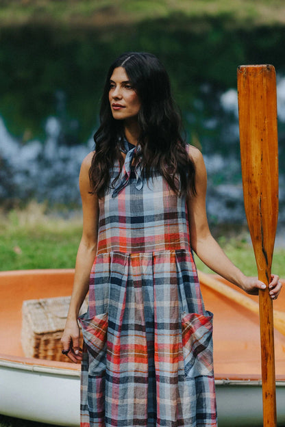 Sartene French Linen Dress - Check