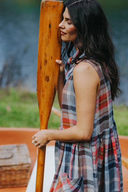 Sartene French Linen Dress - Check