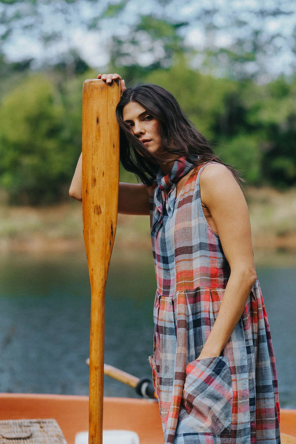 Sartene French Linen Dress - Check