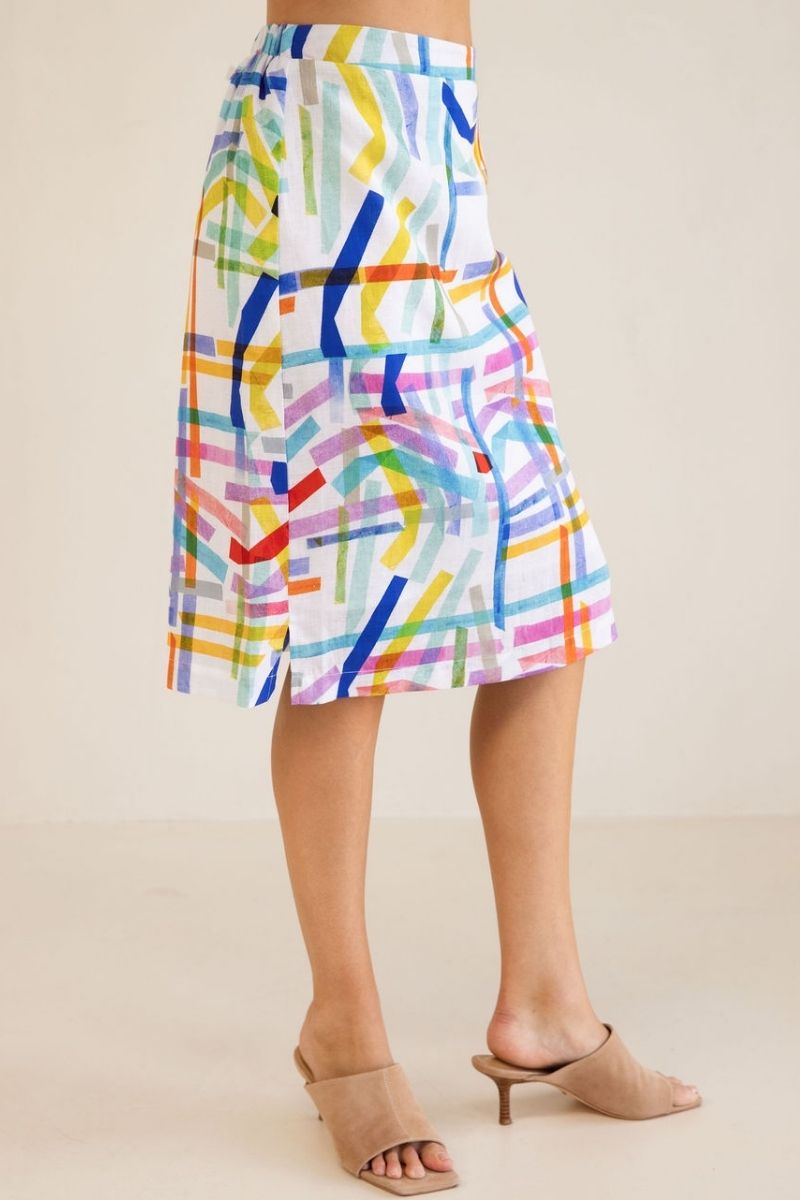 Linen Skirt - Confetti Stripe