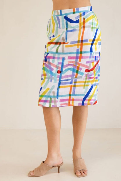 Linen Skirt - Confetti Stripe