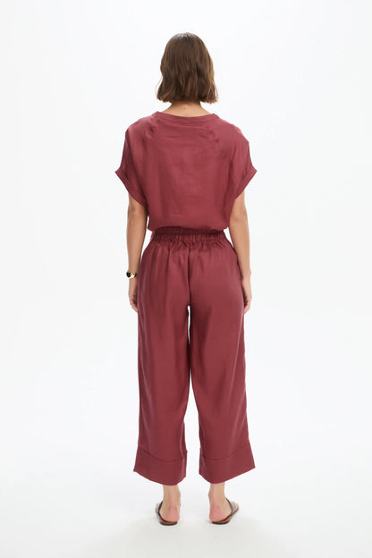 Wide Leg Linen Pant - Brick