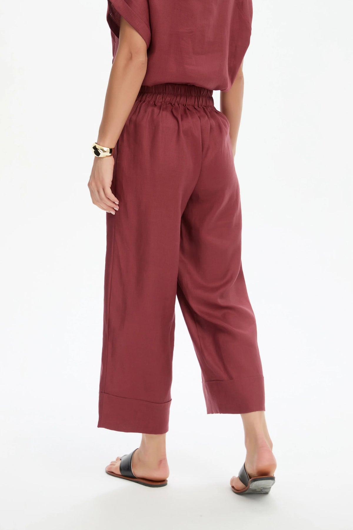 Wide Leg Linen Pant - Brick