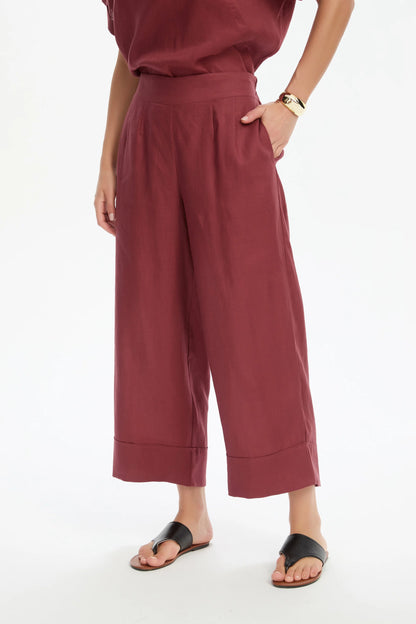 Wide Leg Linen Pant - Brick